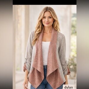 Dylan Two Toned Open Waterfall Cardigan